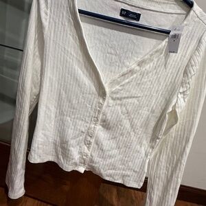 Gap White Ribbed Top - M - NWT